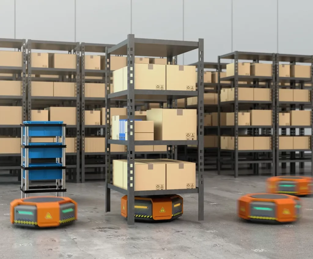 3D render of mobile robots in retail