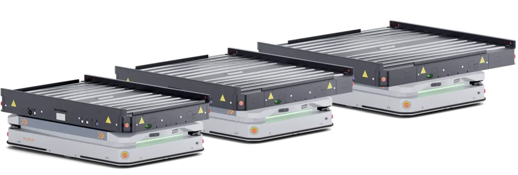 Lineup of the 3 variations of the Nord Pallet Mover for KUKA