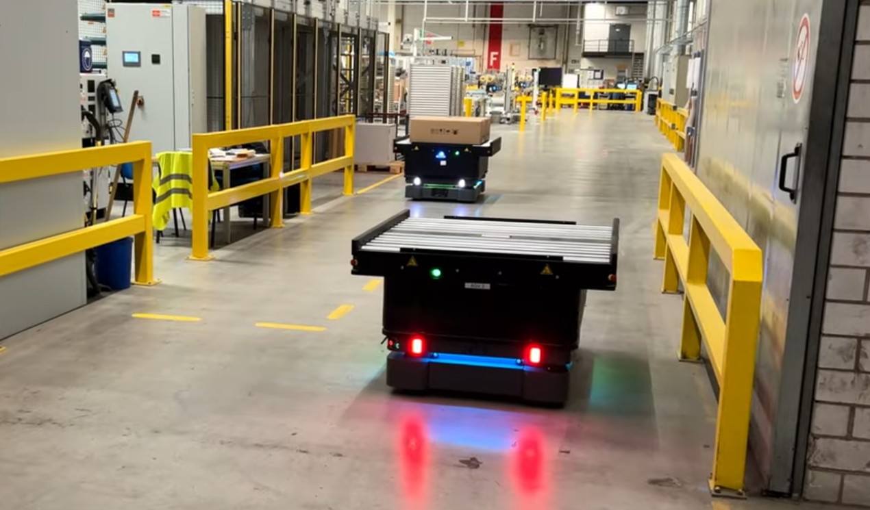 Two Nord Pallet Movers on MiR AMRs at Electrolux
